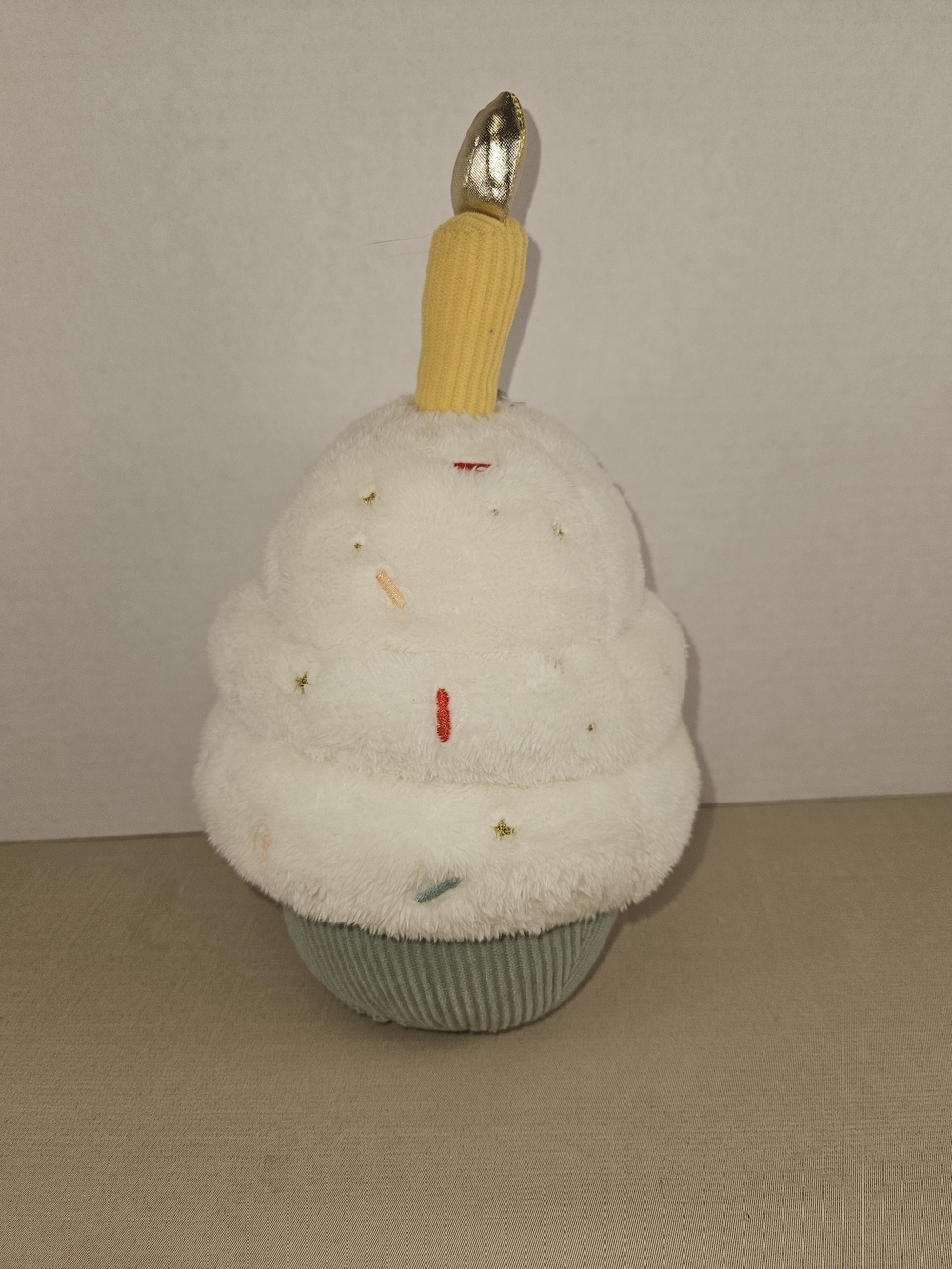 cloud island Plush Cupcake Toy in White, Green, Yellow - Picture 3 of 11